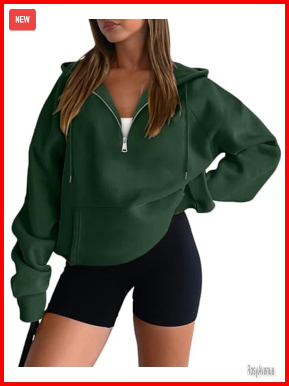 Oversized Half Zip Pullover Hoodie Women Polyester Cotton Sweatshirt